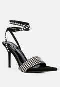  ZURIN Black Diamante Embellished Stiletto Sandals