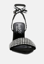  ZURIN Black Diamante Embellished Stiletto Sandals