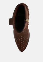  Hira Studs Embellished Cowboy Boots