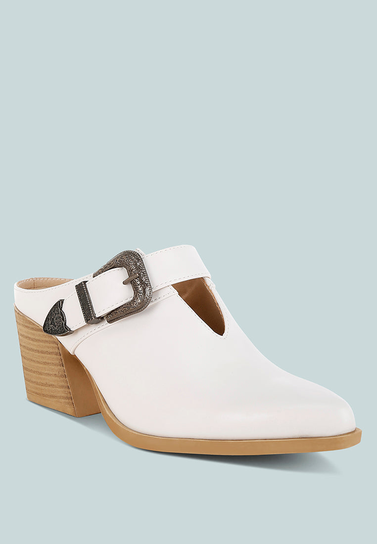  Holler Carved Buckle Statement Mules