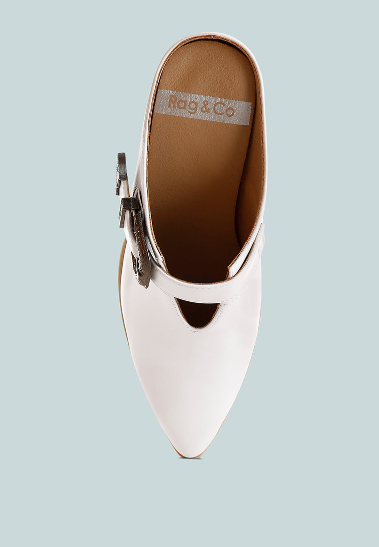  Holler Carved Buckle Statement Mules