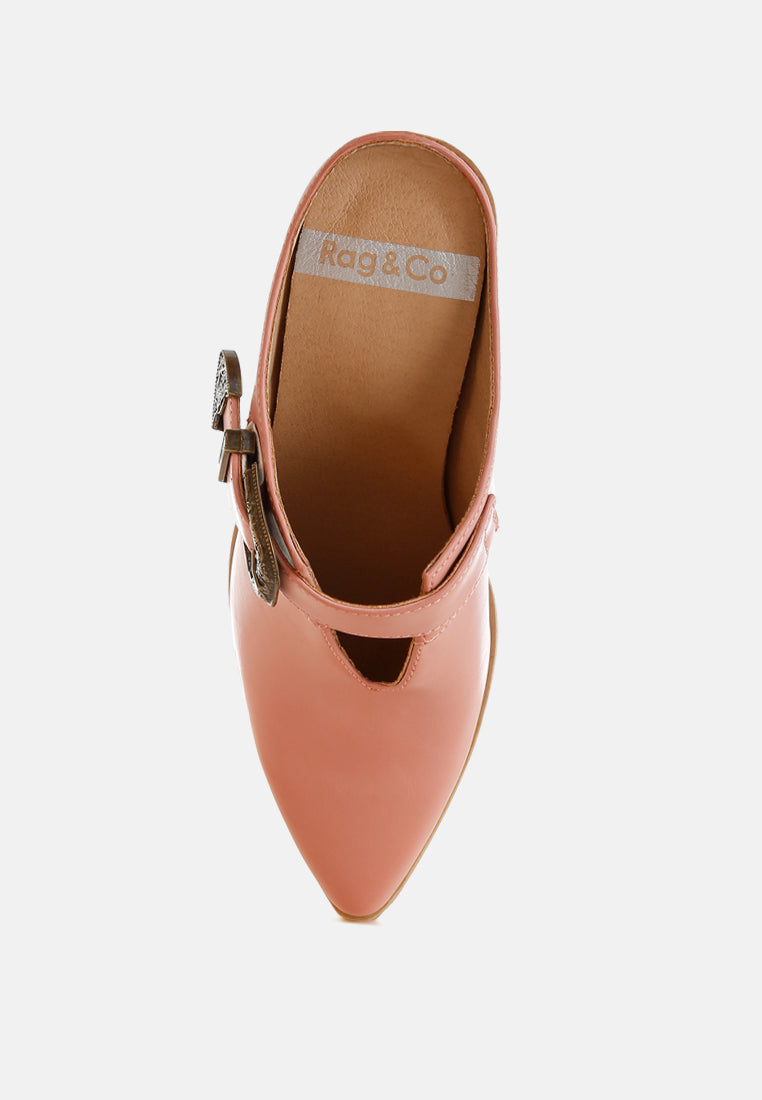  Holler Carved Buckle Statement Mules