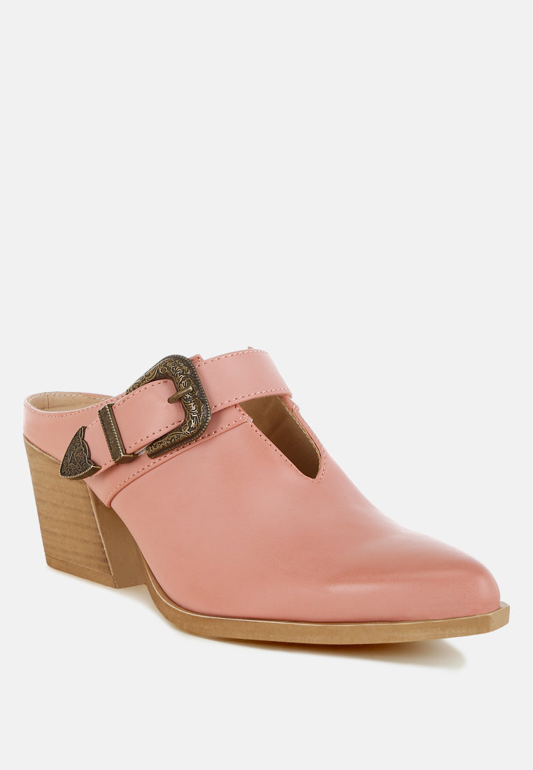  Holler Carved Buckle Statement Mules