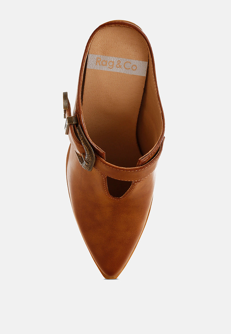  Holler Carved Buckle Statement Mules