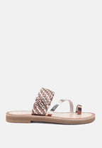 ISIDORA Bronze Braided Leather Flat Sandal