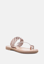  ISIDORA Bronze Braided Leather Flat Sandal