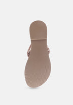  ISIDORA Bronze Braided Leather Flat Sandal