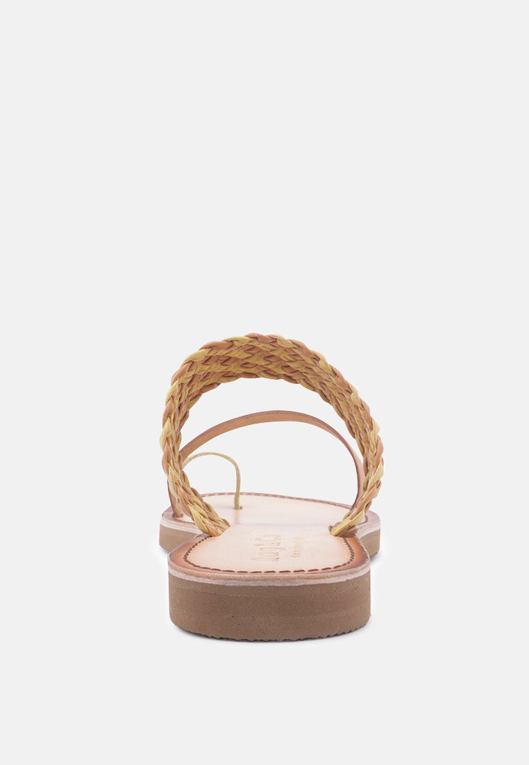 ISIDORA Mustard Braided Leather Flat Sandal