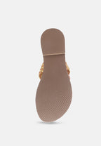  ISIDORA Mustard Braided Leather Flat Sandal
