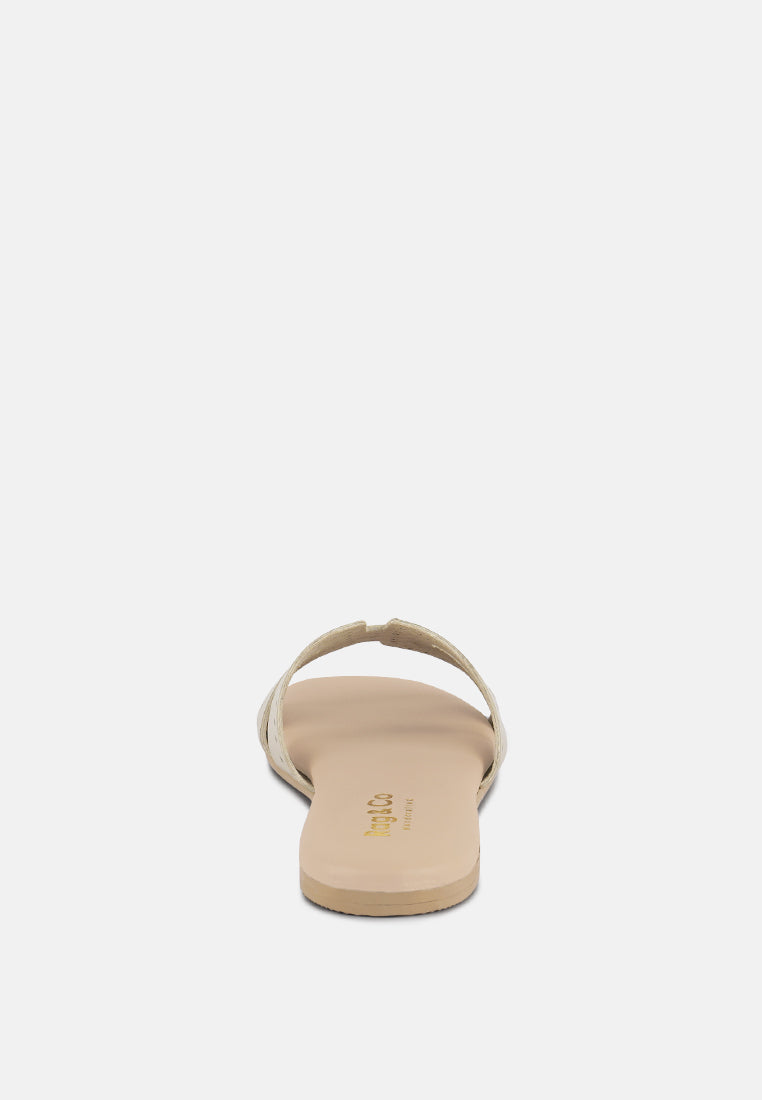  IVANKA Beige Cut Out Slip On Sandals