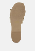  IVANKA Beige Cut Out Slip On Sandals