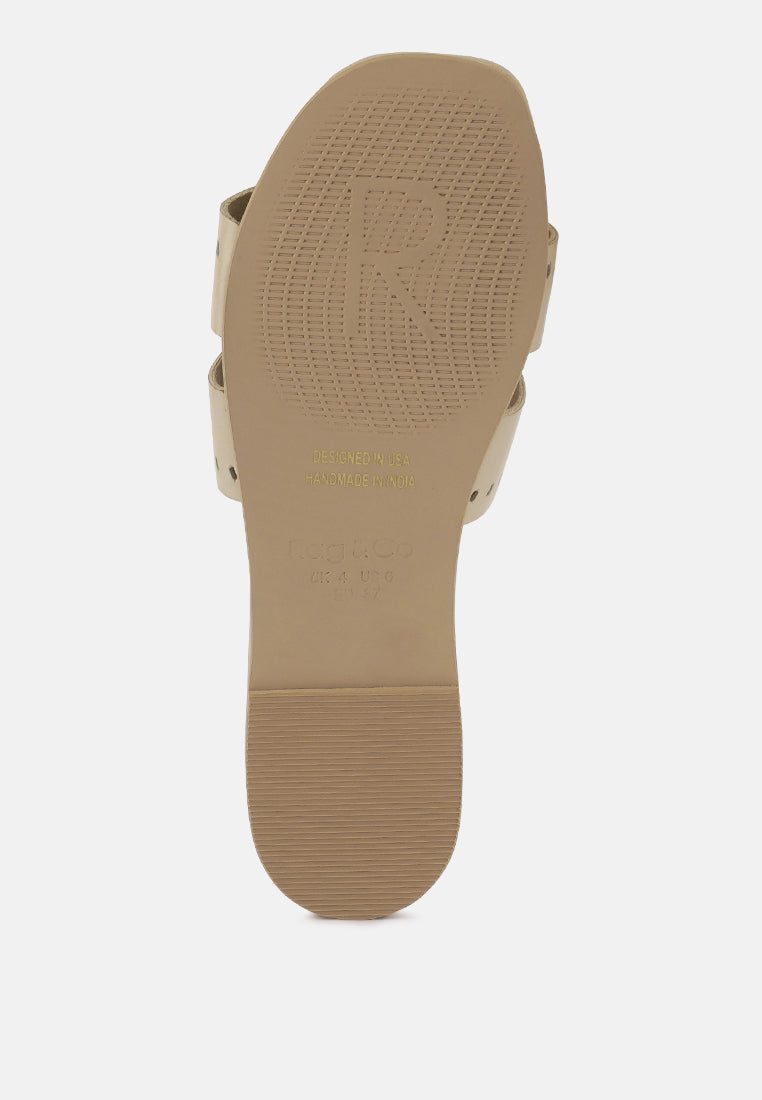 IVANKA Beige Cut Out Slip On Sandals
