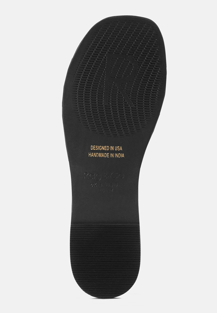  IVANKA Black Cut Out Slip On Sandals