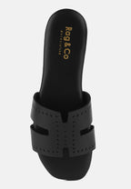  IVANKA Black Cut Out Slip On Sandals