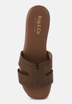  IVANKA Tan Cut Out Slip On Sandals