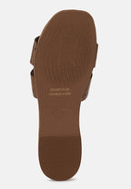  IVANKA Tan Cut Out Slip On Sandals