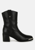  Iliad Genuine Leather Metallic Accent Ankle Boots