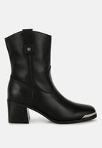  Iliad Genuine Leather Metallic Accent Ankle Boots