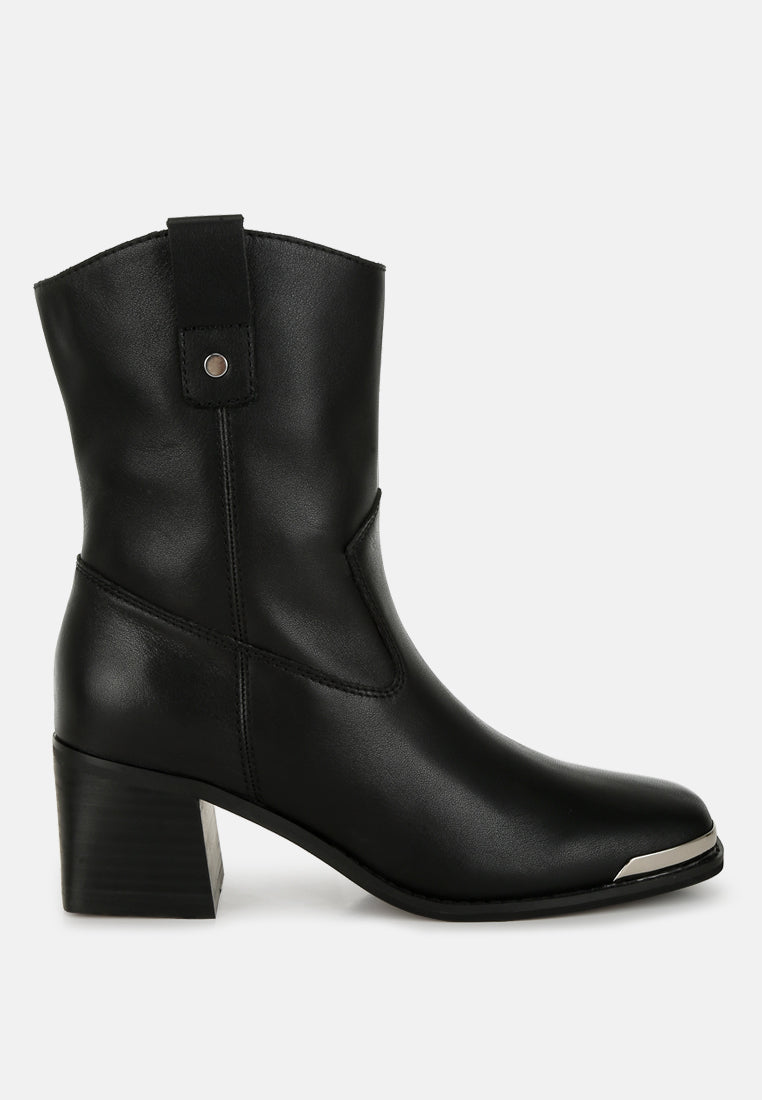  Iliad Genuine Leather Metallic Accent Ankle Boots