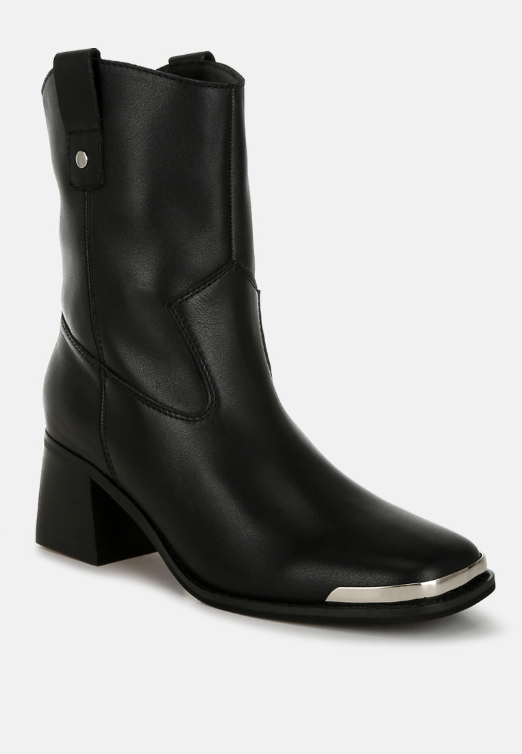  Iliad Genuine Leather Metallic Accent Ankle Boots