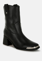  Iliad Genuine Leather Metallic Accent Ankle Boots