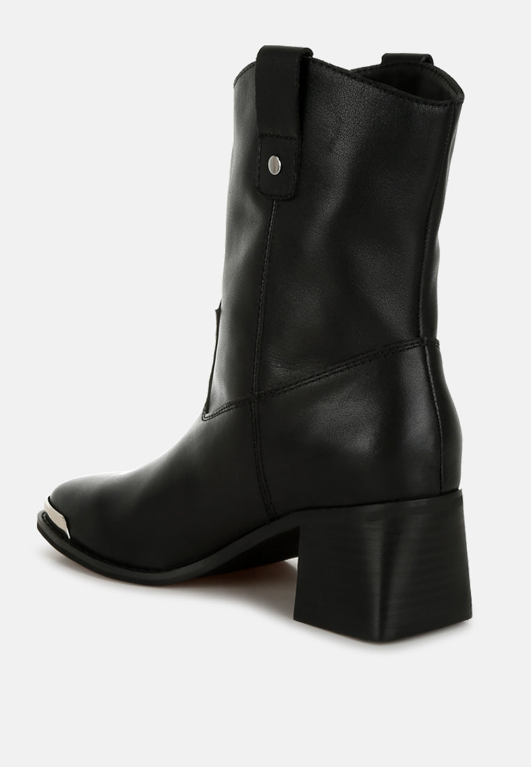 Iliad Genuine Leather Metallic Accent Ankle Boots