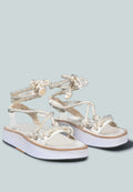  KENDALL Strings Platform Leather Sandal In White