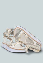  KENDALL Strings Platform Leather Sandal In White