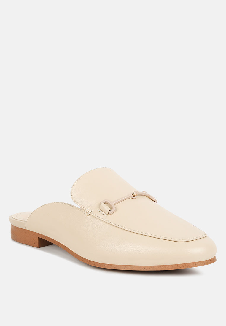  KRISTY Horsebit Embellished Mules In Beige