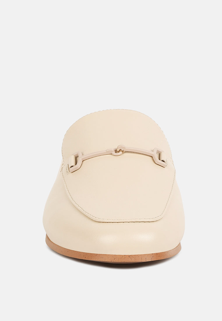  KRISTY Horsebit Embellished Mules In Beige