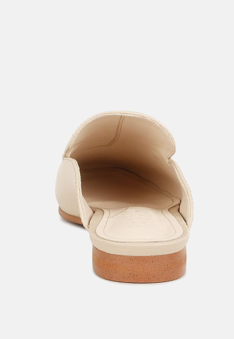  KRISTY Horsebit Embellished Mules In Beige