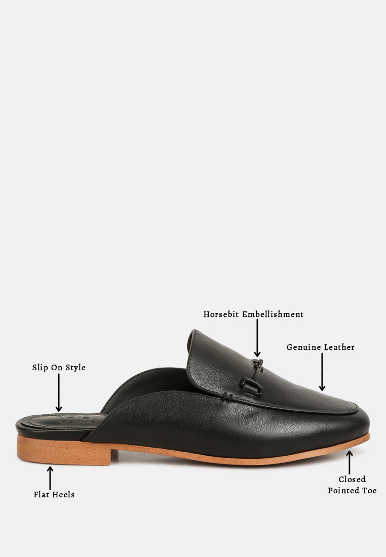  KRISTY Horsebit Embellished Mules In Black