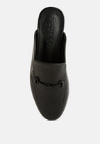  KRISTY Horsebit Embellished Mules In Black