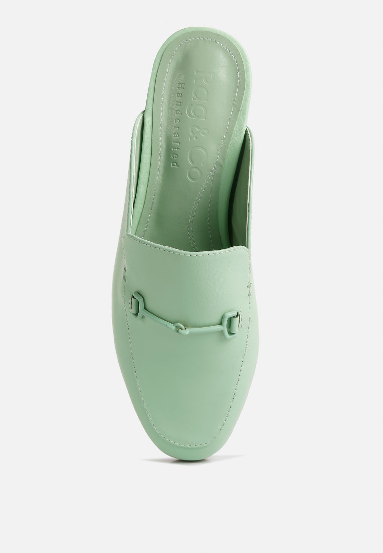  KRISTY Horsebit Embellished Mules In Mint Green