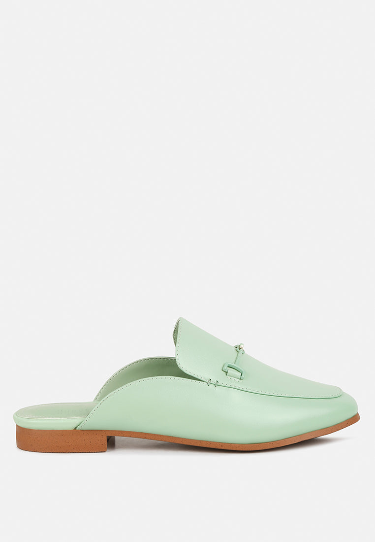  KRISTY Horsebit Embellished Mules In Mint Green