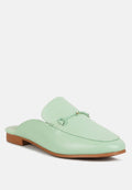  KRISTY Horsebit Embellished Mules In Mint Green