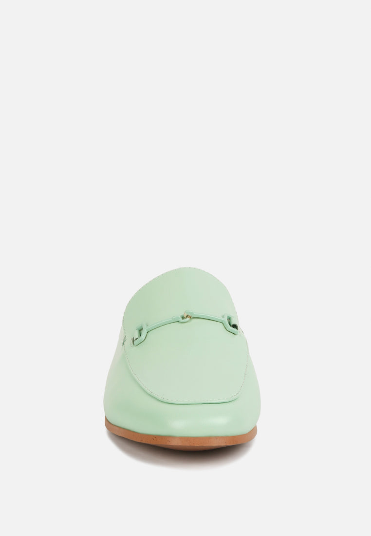  KRISTY Horsebit Embellished Mules In Mint Green