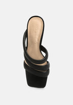  KYWE Black Textured Heel Chunky Strap Sandals