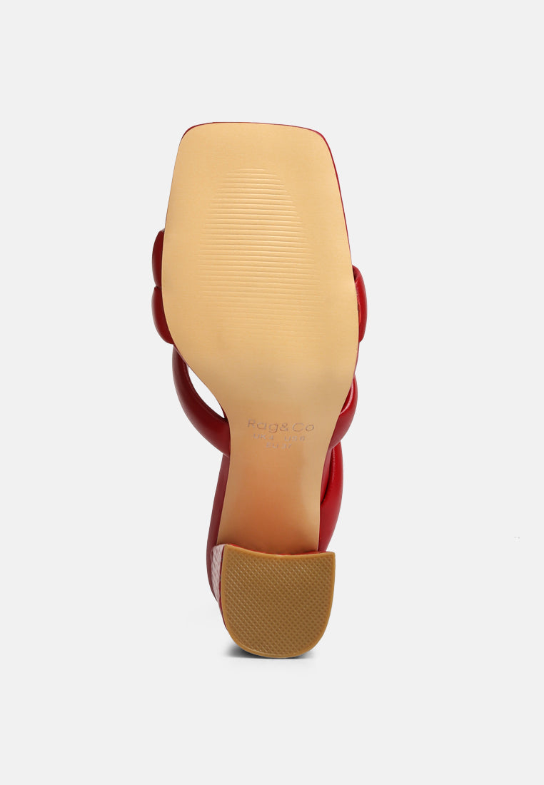  KYWE Red Textured Heel Chunky Strap Sandals