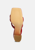  KYWE Red Textured Heel Chunky Strap Sandals