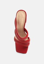  KYWE Red Textured Heel Chunky Strap Sandals
