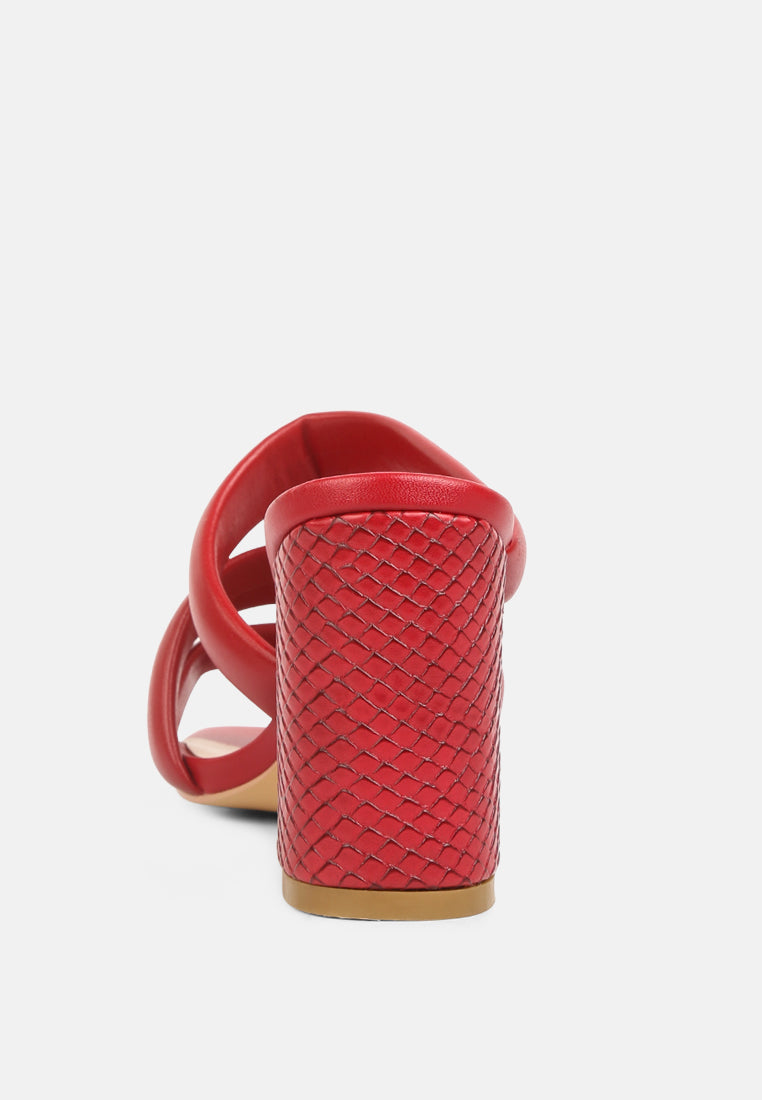  KYWE Red Textured Heel Chunky Strap Sandals