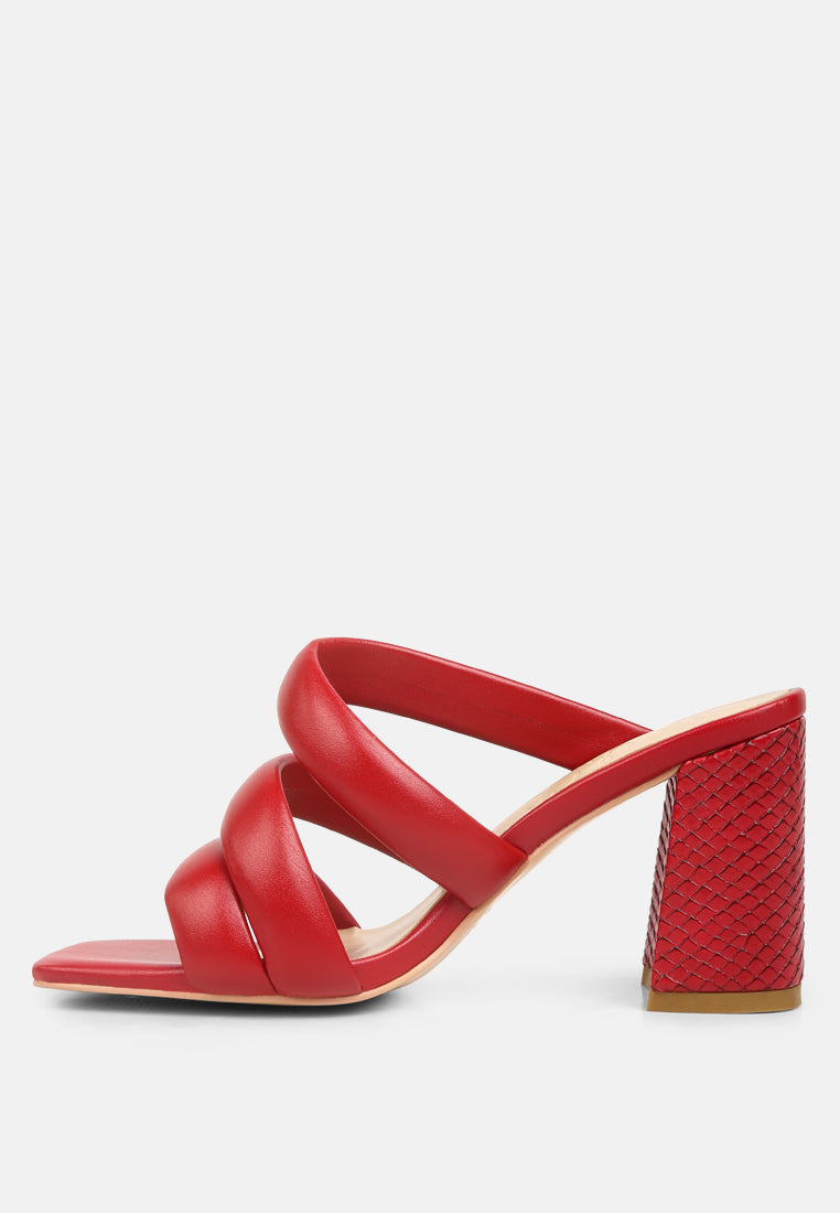  KYWE Red Textured Heel Chunky Strap Sandals