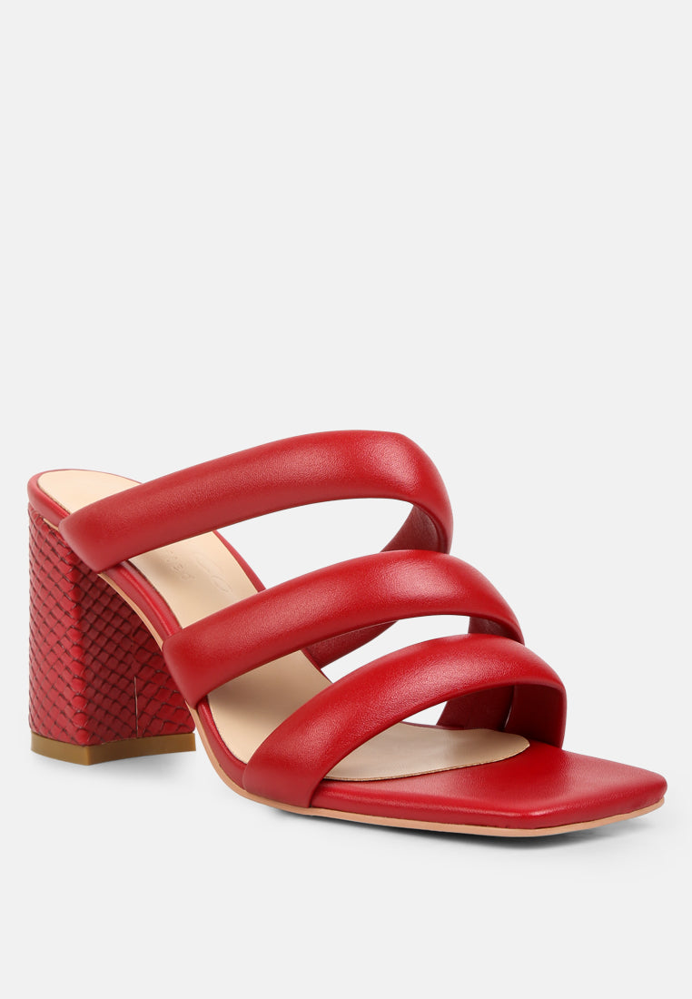  KYWE Red Textured Heel Chunky Strap Sandals