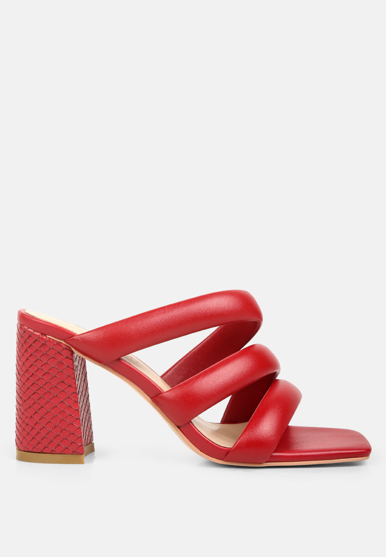  KYWE Red Textured Heel Chunky Strap Sandals