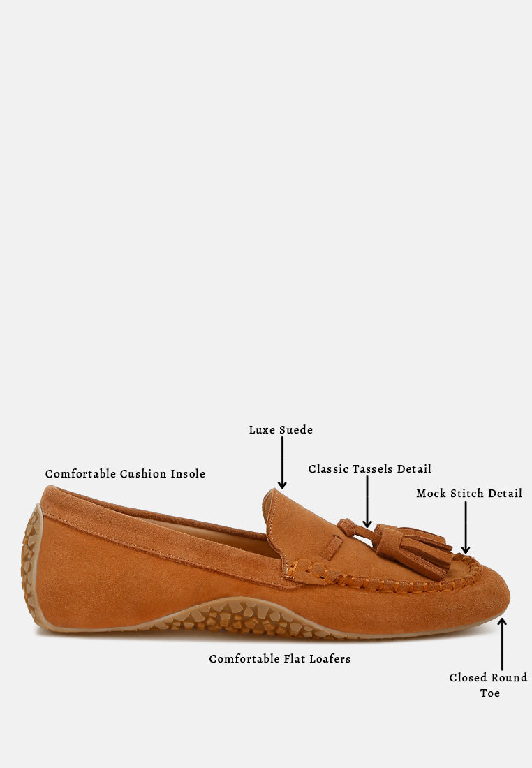  Kipstar Real Suede Leather Tassel Loafers