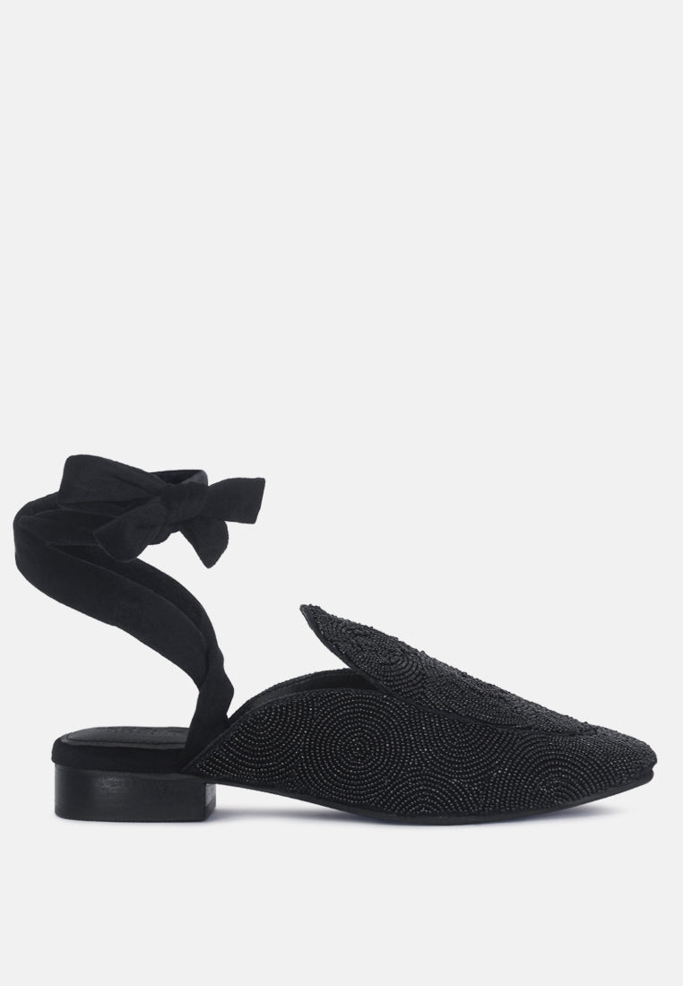  KUBA African Intricate Embroidery Black Mules
