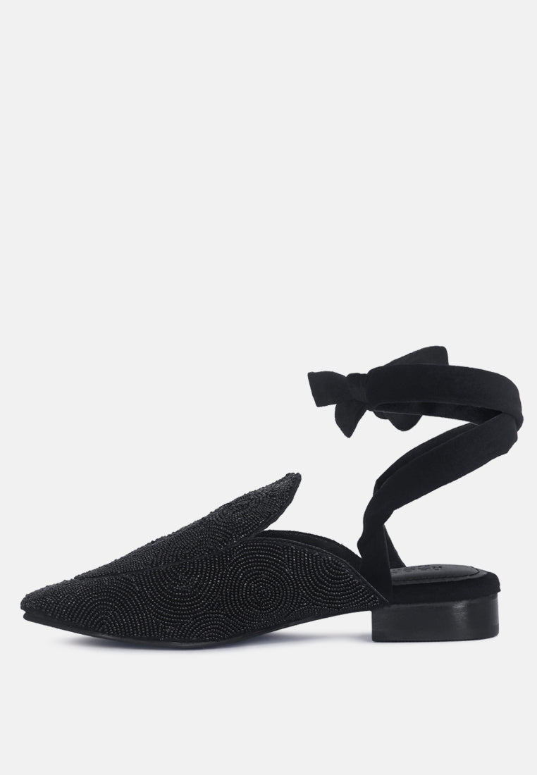  KUBA African Intricate Embroidery Black Mules