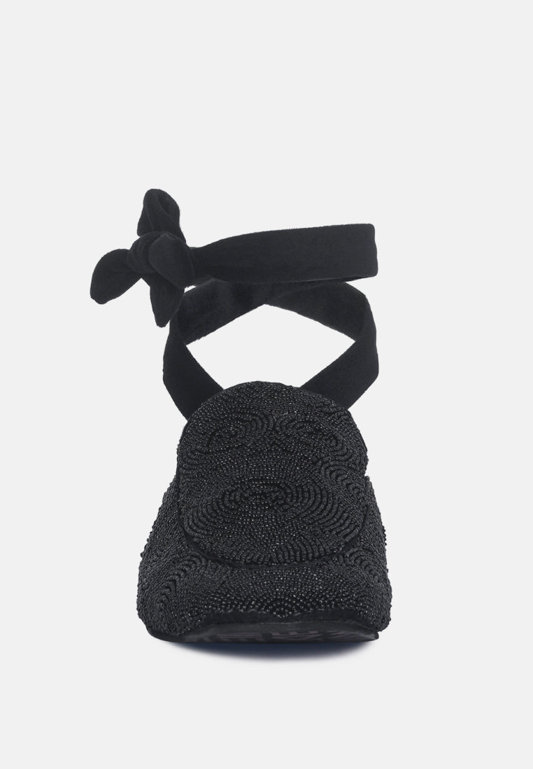  KUBA African Intricate Embroidery Black Mules