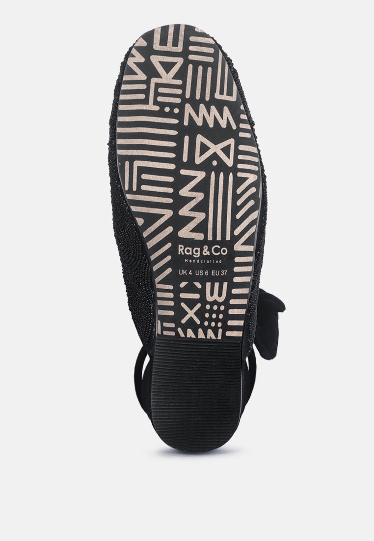  KUBA African Intricate Embroidery Black Mules